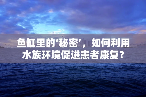鱼缸里的‘秘密’，如何利用水族环境促进患者康复？
