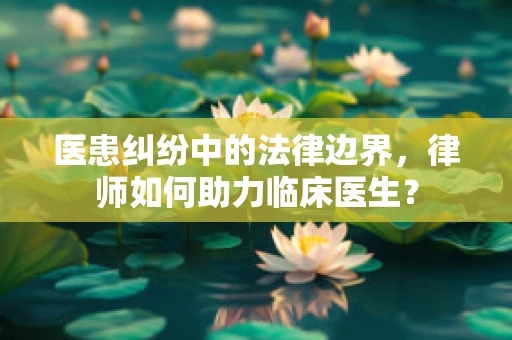 医患纠纷中的法律边界，律师如何助力临床医生？