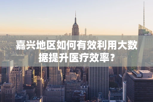 嘉兴地区如何有效利用大数据提升医疗效率？